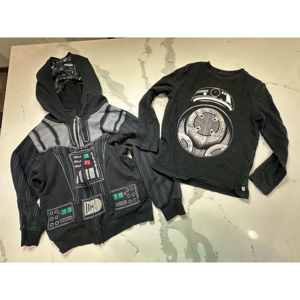 Star Wars Darth Vader Full Zip Hoodie Sweatshirt Mask Cape Pockets Boy's SM Shir